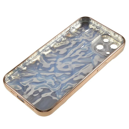 For iPhone 15 TPU Case Electroplating Wrinkled Uneven Phone Cover