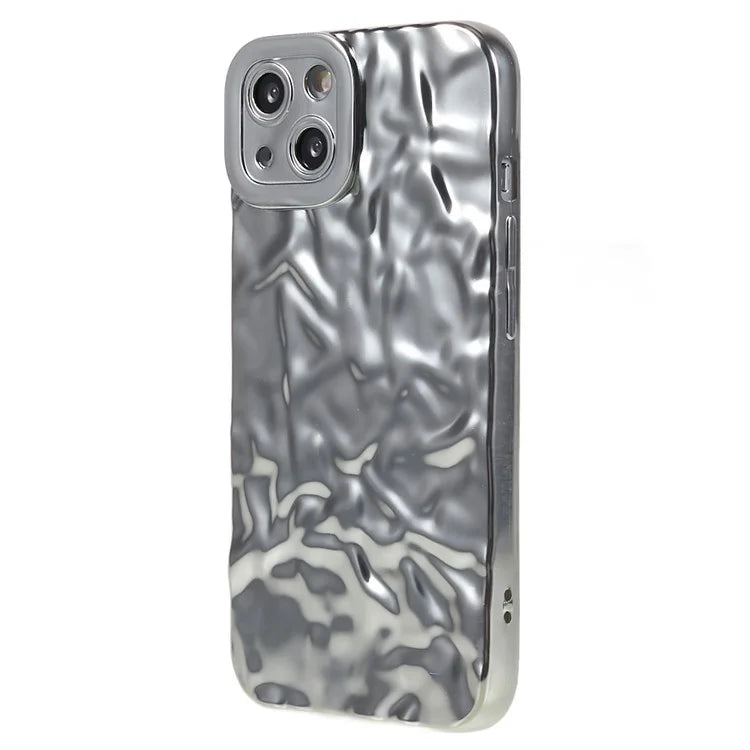 For iPhone 15 TPU Case Electroplating Wrinkled Uneven Phone Cover