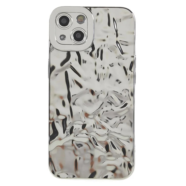For iPhone 15 TPU Case Electroplating Wrinkled Uneven Phone Cover