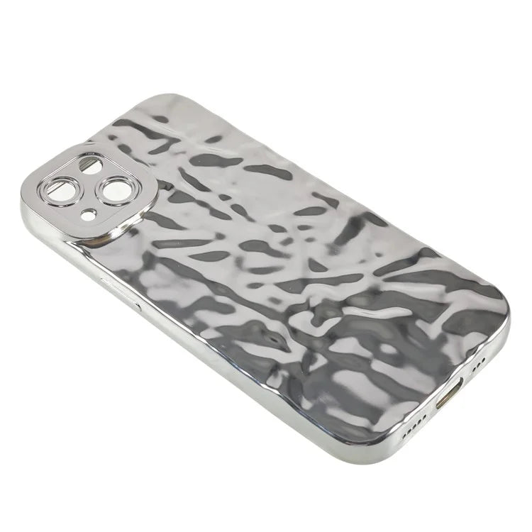 For iPhone 15 TPU Case Electroplating Wrinkled Uneven Phone Cover