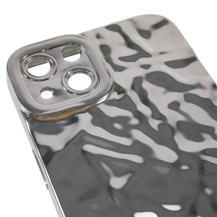 For iPhone 15 TPU Case Electroplating Wrinkled Uneven Phone Cover