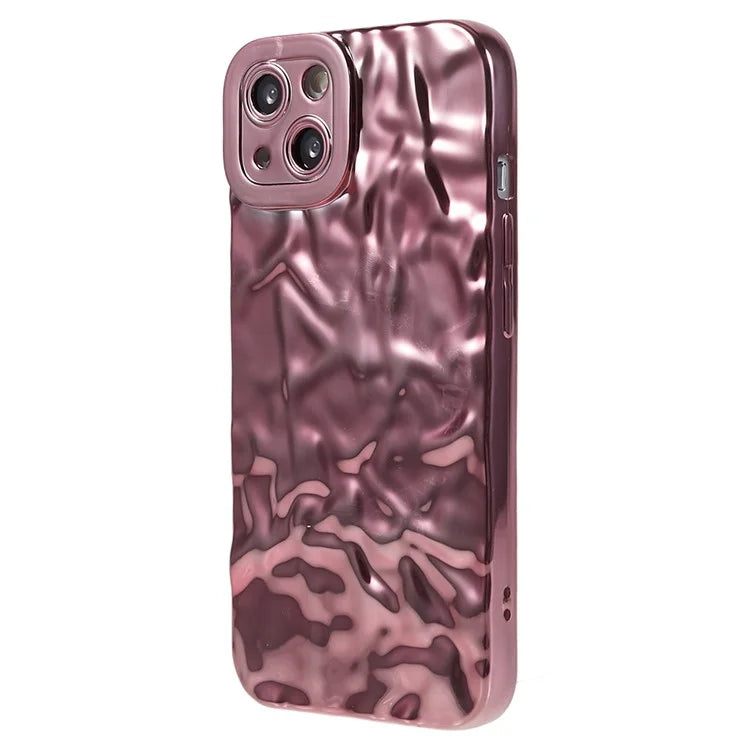 For iPhone 15 TPU Case Electroplating Wrinkled Uneven Phone Cover