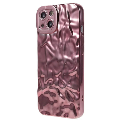 For iPhone 15 TPU Case Electroplating Wrinkled Uneven Phone Cover
