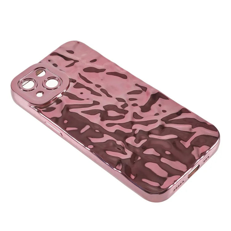 For iPhone 15 TPU Case Electroplating Wrinkled Uneven Phone Cover
