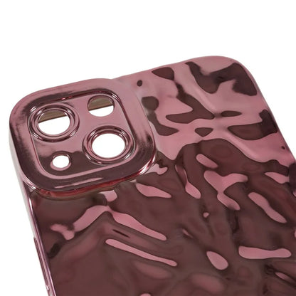 For iPhone 15 TPU Case Electroplating Wrinkled Uneven Phone Cover