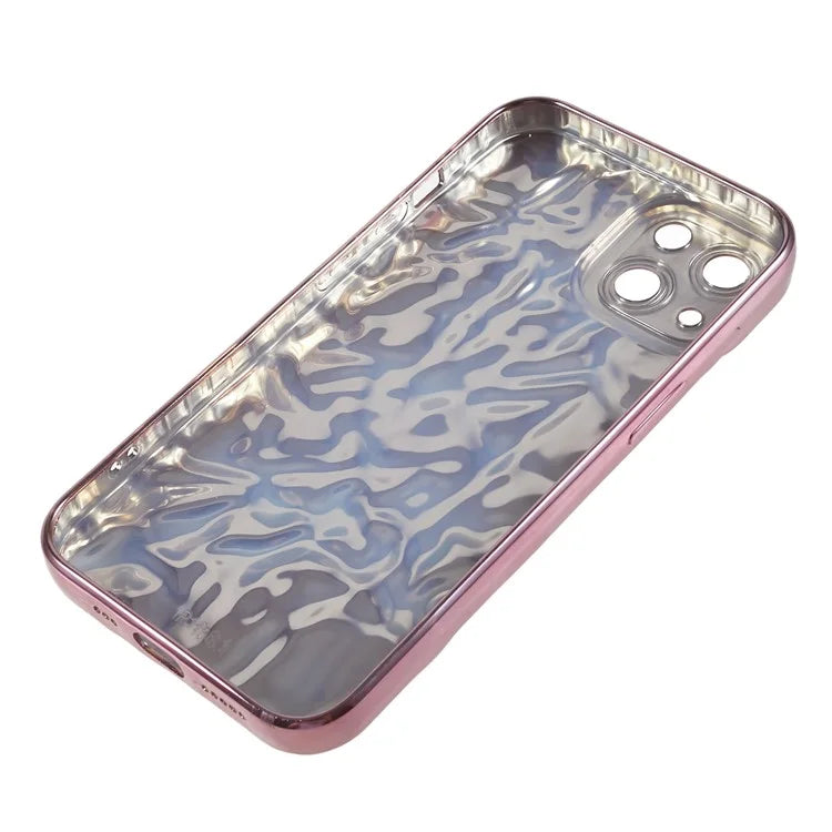 For iPhone 15 TPU Case Electroplating Wrinkled Uneven Phone Cover