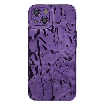 For iPhone 15 TPU Case Electroplating Wrinkled Uneven Phone Cover