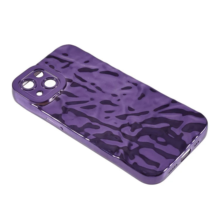 For iPhone 15 TPU Case Electroplating Wrinkled Uneven Phone Cover