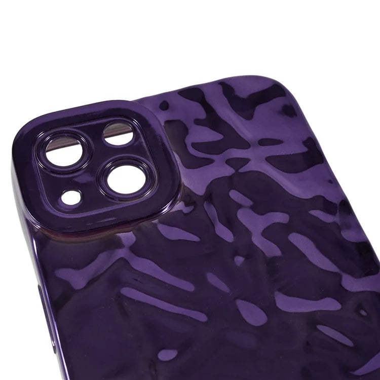 For iPhone 15 TPU Case Electroplating Wrinkled Uneven Phone Cover