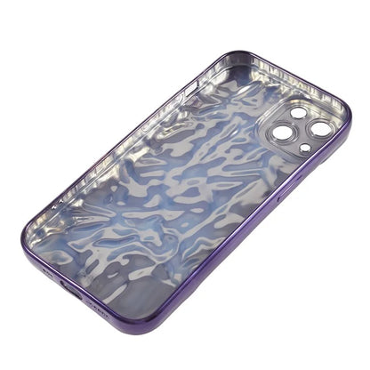 For iPhone 15 TPU Case Electroplating Wrinkled Uneven Phone Cover