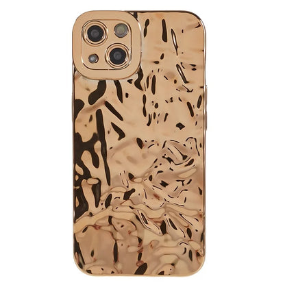 For iPhone 15 Plus Phone Case Electroplating Wrinkled Uneven TPU Cover