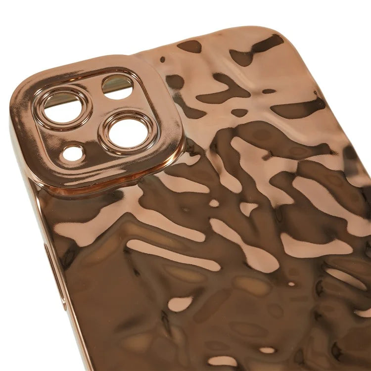 For iPhone 15 Plus Phone Case Electroplating Wrinkled Uneven TPU Cover