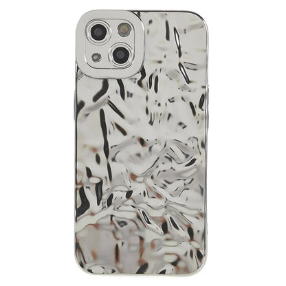 For iPhone 15 Plus Phone Case Electroplating Wrinkled Uneven TPU Cover