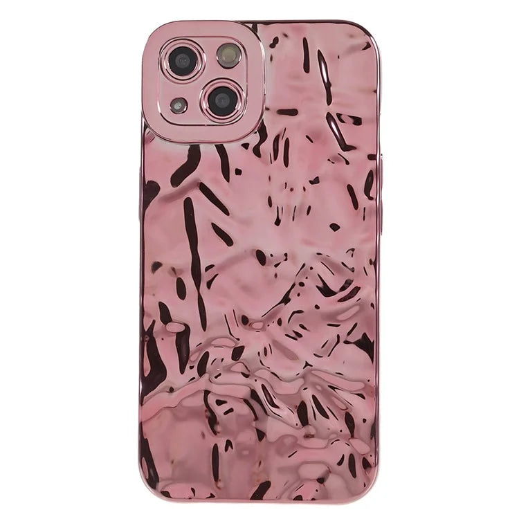 For iPhone 15 Plus Phone Case Electroplating Wrinkled Uneven TPU Cover