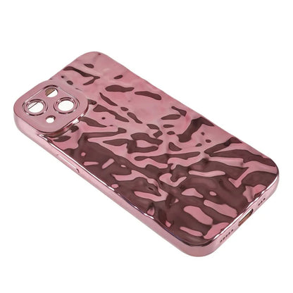 For iPhone 15 Plus Phone Case Electroplating Wrinkled Uneven TPU Cover