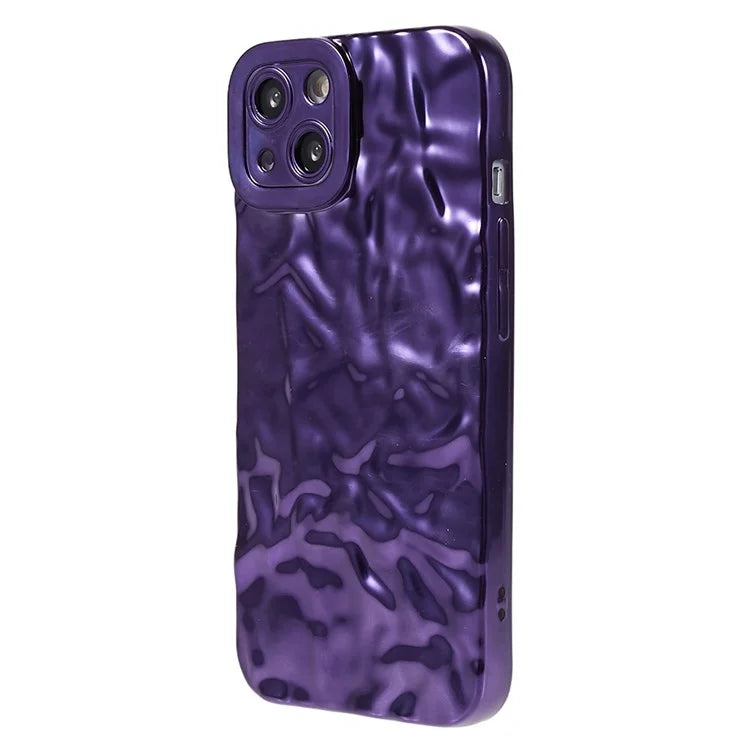 For iPhone 15 Plus Phone Case Electroplating Wrinkled Uneven TPU Cover