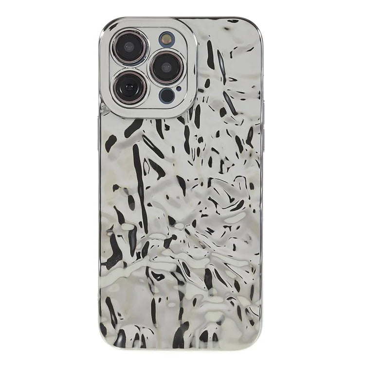 For iPhone 15 Pro Max Case Electroplating TPU Wrinkled Uneven Phone Cover