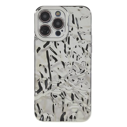 For iPhone 15 Pro Max Case Electroplating TPU Wrinkled Uneven Phone Cover