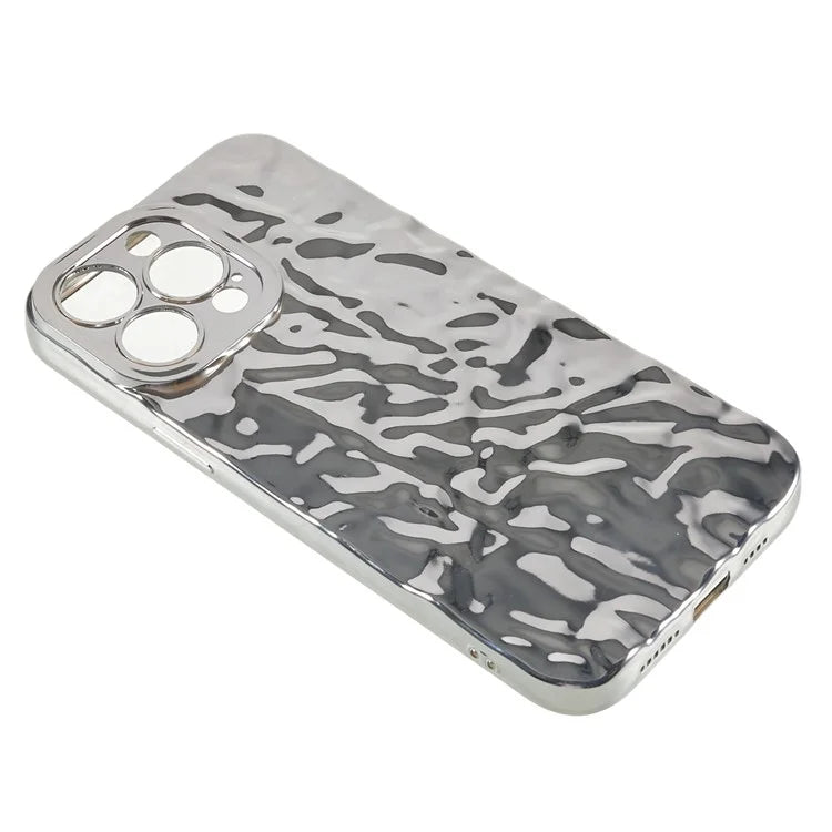 For iPhone 15 Pro Max Case Electroplating TPU Wrinkled Uneven Phone Cover