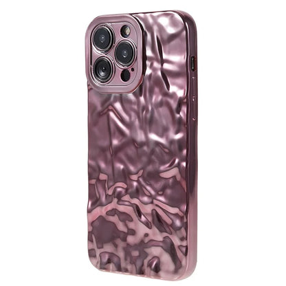 For iPhone 15 Pro Max Case Electroplating TPU Wrinkled Uneven Phone Cover