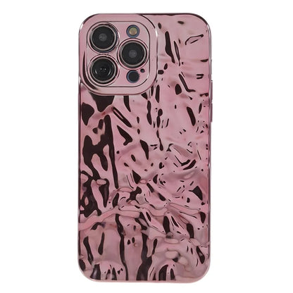 For iPhone 15 Pro Max Case Electroplating TPU Wrinkled Uneven Phone Cover