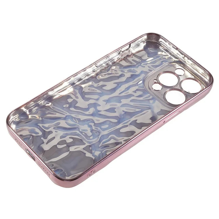 For iPhone 15 Pro Max Case Electroplating TPU Wrinkled Uneven Phone Cover