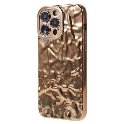 For iPhone 15 Pro Max Case Electroplating TPU Wrinkled Uneven Phone Cover