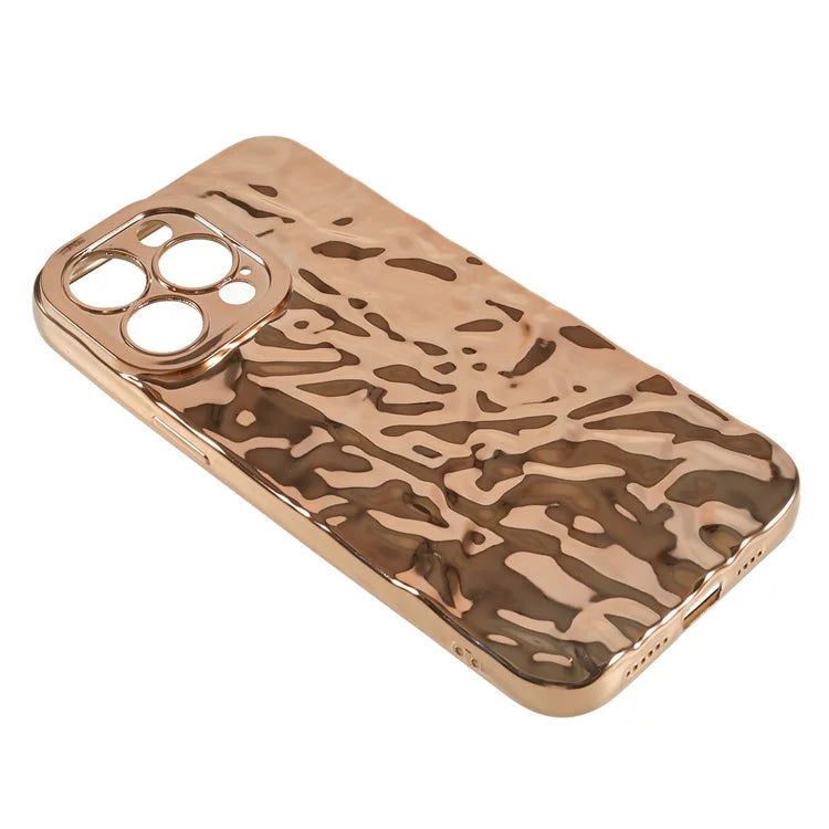 For iPhone 15 Pro Max Case Electroplating TPU Wrinkled Uneven Phone Cover