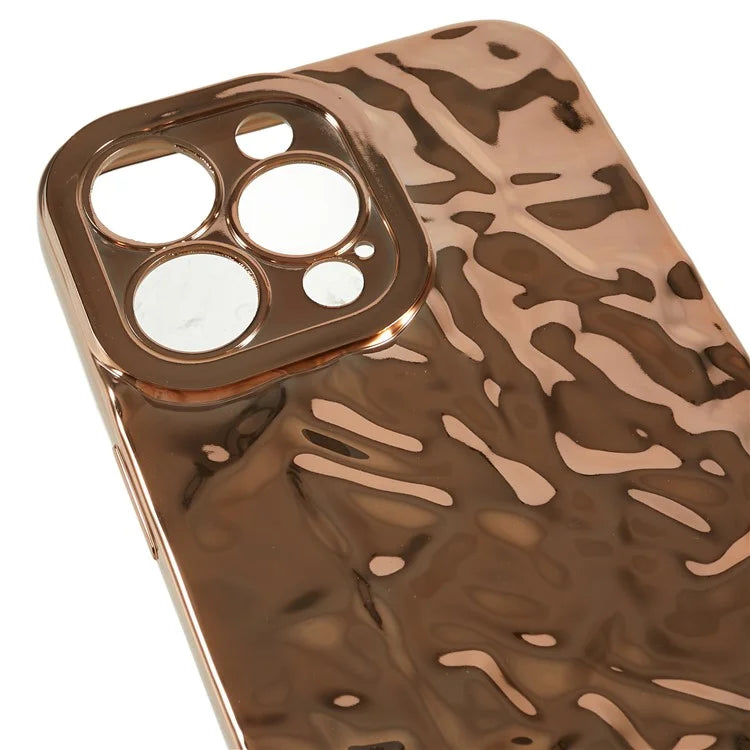For iPhone 15 Pro Max Case Electroplating TPU Wrinkled Uneven Phone Cover