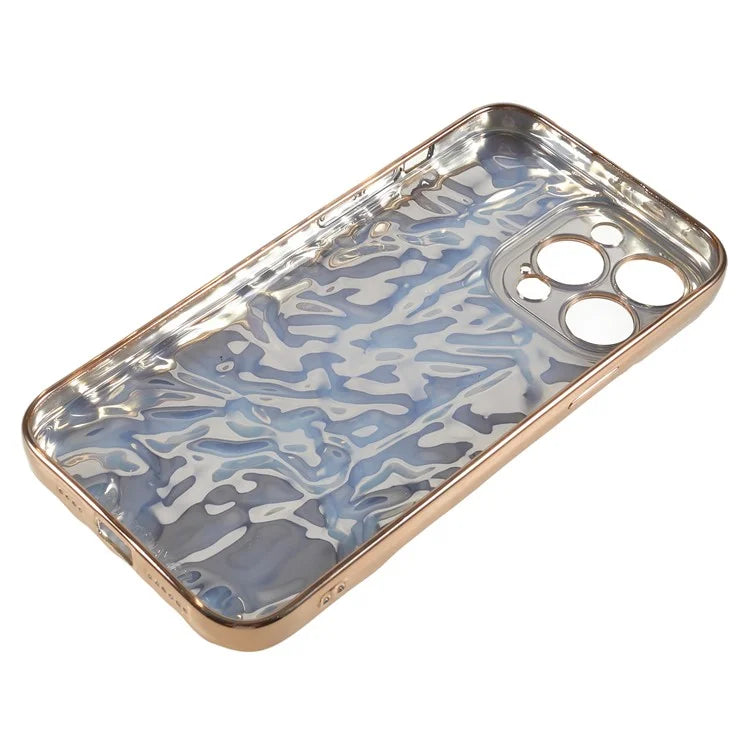 For iPhone 15 Pro Max Case Electroplating TPU Wrinkled Uneven Phone Cover