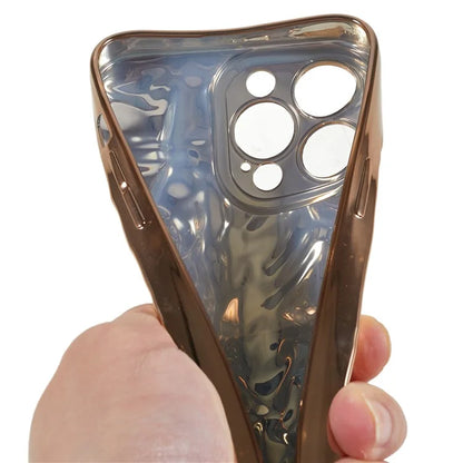 For iPhone 15 Pro Max Case Electroplating TPU Wrinkled Uneven Phone Cover