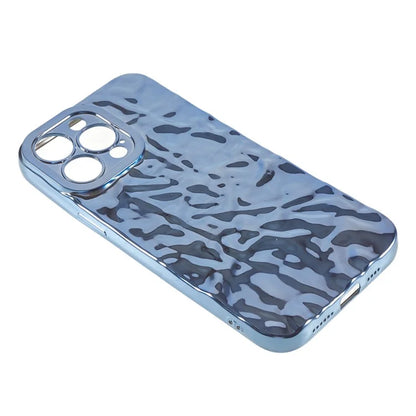 For iPhone 15 Pro Max Case Electroplating TPU Wrinkled Uneven Phone Cover