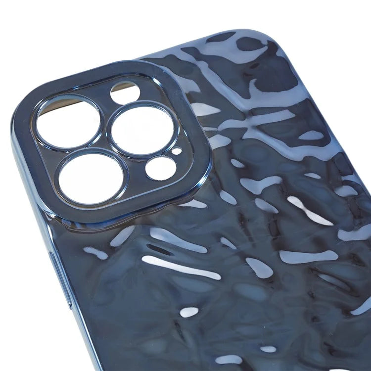 For iPhone 15 Pro Max Case Electroplating TPU Wrinkled Uneven Phone Cover