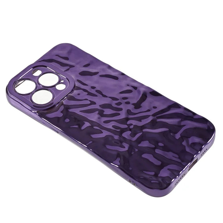 For iPhone 15 Pro Max Case Electroplating TPU Wrinkled Uneven Phone Cover