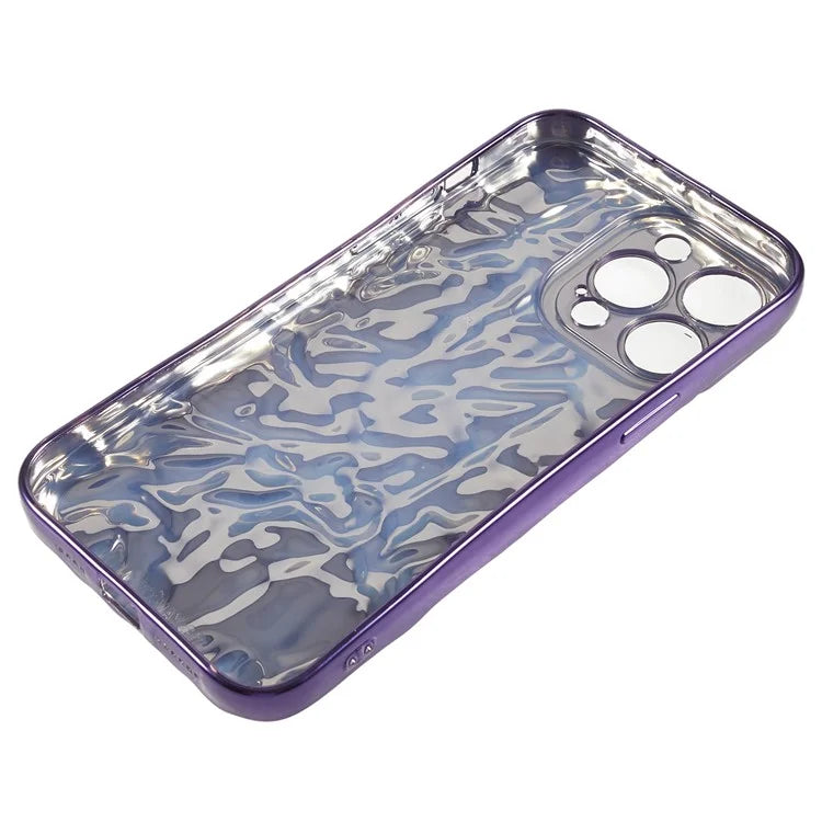 For iPhone 15 Pro Max Case Electroplating TPU Wrinkled Uneven Phone Cover
