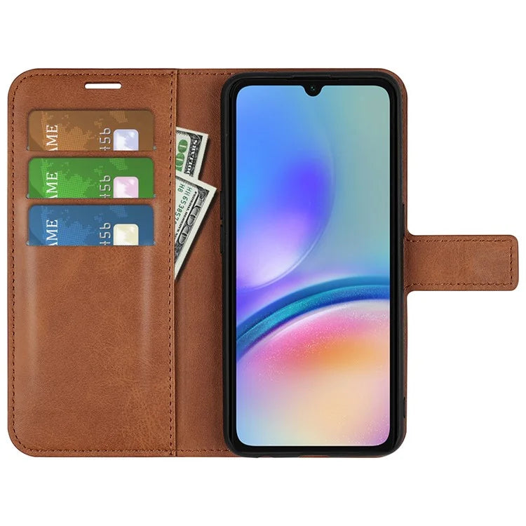 For Samsung Galaxy A05s 4G Case PU Leather Stand Calf Texture Cell Phone Cover