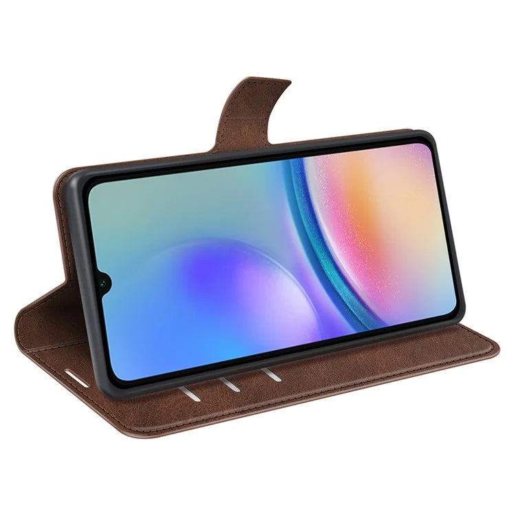 For Samsung Galaxy A05s 4G Case PU Leather Stand Calf Texture Cell Phone Cover