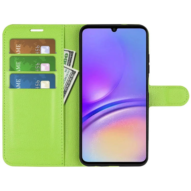 For Samsung Galaxy A05 4G Case Litchi Texture Folding Stand Leather Phone Shell