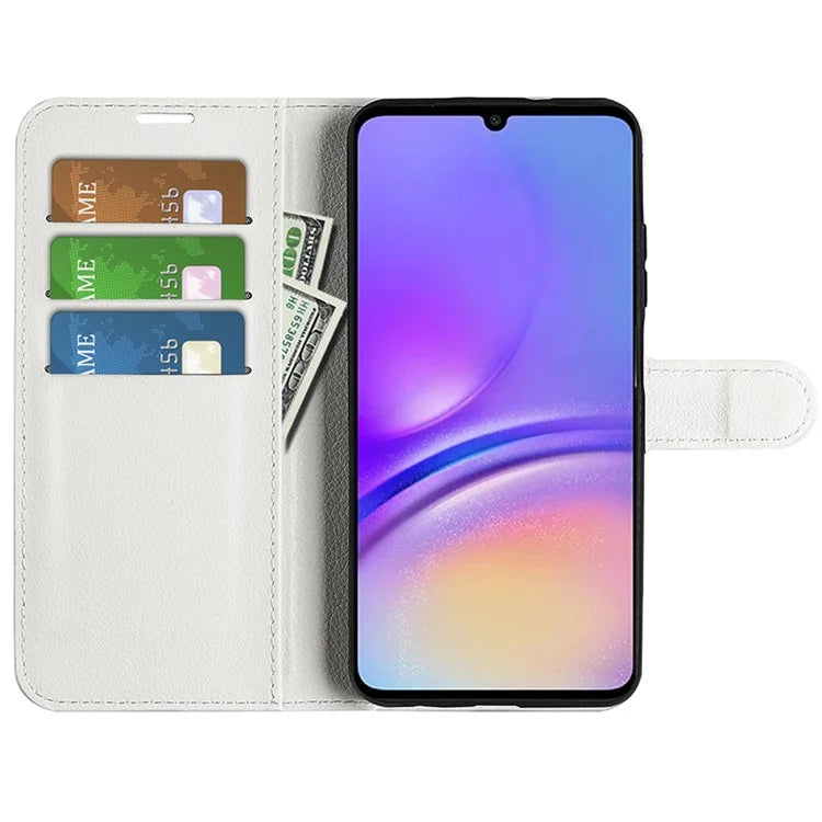 For Samsung Galaxy A05 4G Case Litchi Texture Folding Stand Leather Phone Shell