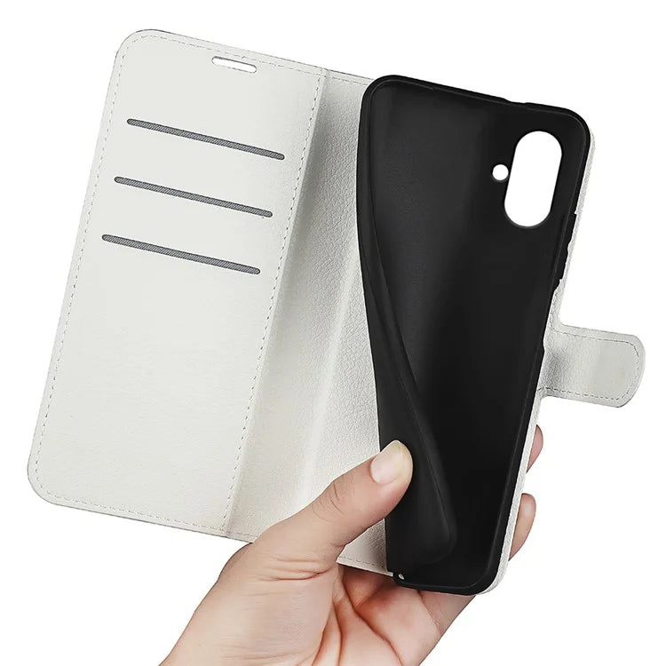For Samsung Galaxy A05 4G Case Litchi Texture Folding Stand Leather Phone Shell