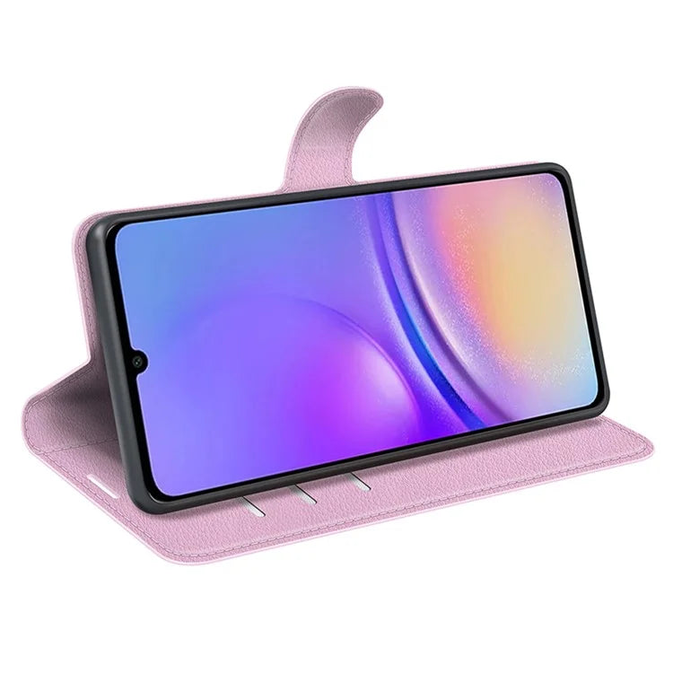 For Samsung Galaxy A05 4G Case Litchi Texture Folding Stand Leather Phone Shell