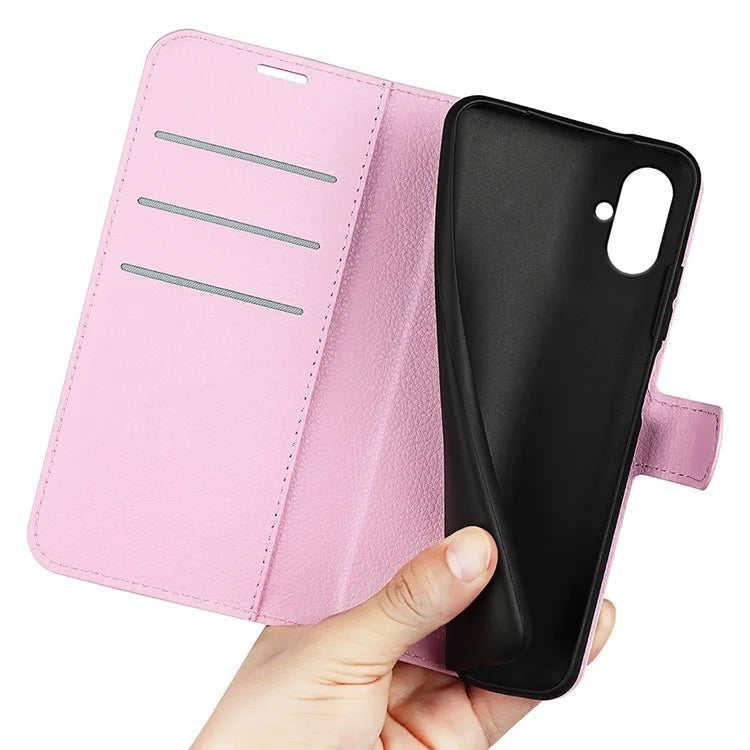 For Samsung Galaxy A05 4G Case Litchi Texture Folding Stand Leather Phone Shell