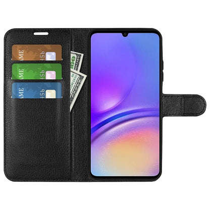 For Samsung Galaxy A05 4G Case Litchi Texture Folding Stand Leather Phone Shell