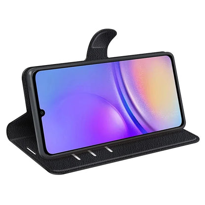 For Samsung Galaxy A05 4G Case Litchi Texture Folding Stand Leather Phone Shell
