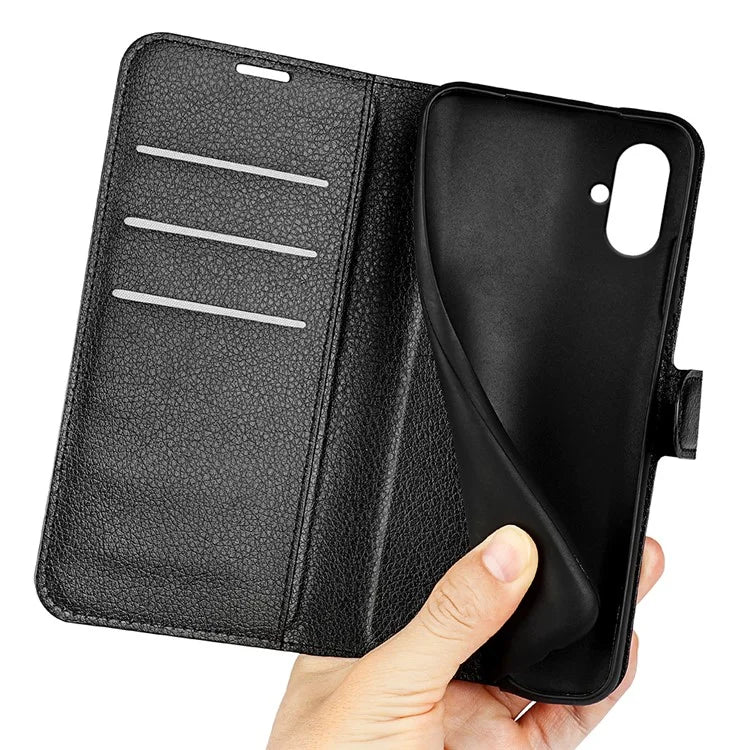 For Samsung Galaxy A05 4G Case Litchi Texture Folding Stand Leather Phone Shell