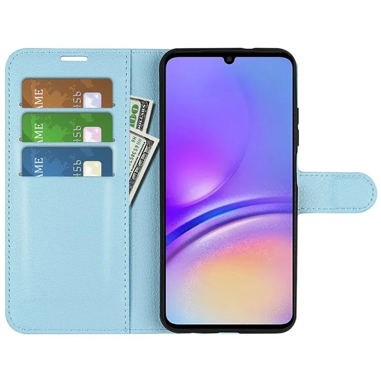 For Samsung Galaxy A05 4G Case Litchi Texture Folding Stand Leather Phone Shell