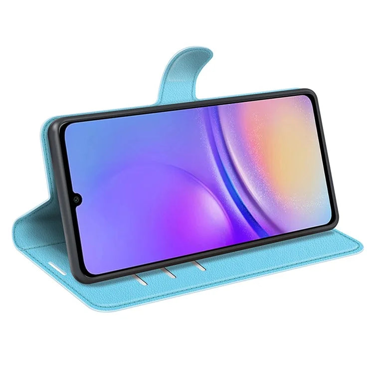 For Samsung Galaxy A05 4G Case Litchi Texture Folding Stand Leather Phone Shell