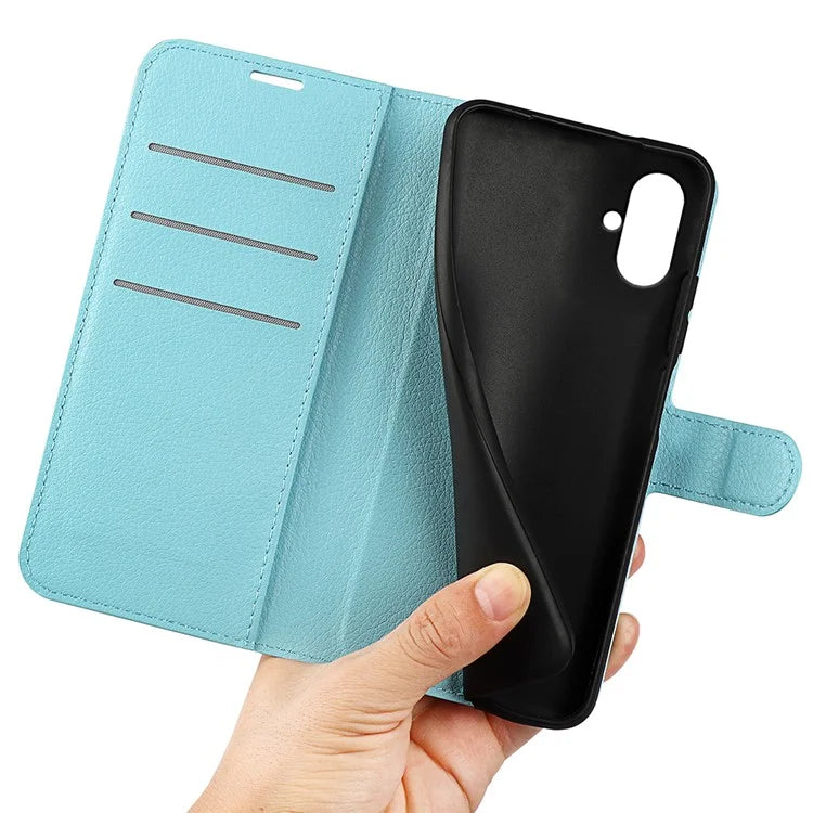 For Samsung Galaxy A05 4G Case Litchi Texture Folding Stand Leather Phone Shell