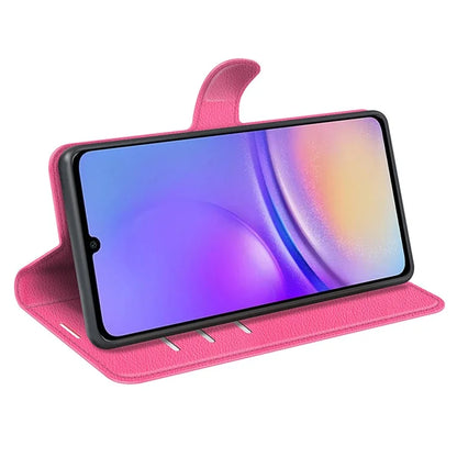 For Samsung Galaxy A05 4G Case Litchi Texture Folding Stand Leather Phone Shell