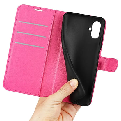 For Samsung Galaxy A05 4G Case Litchi Texture Folding Stand Leather Phone Shell